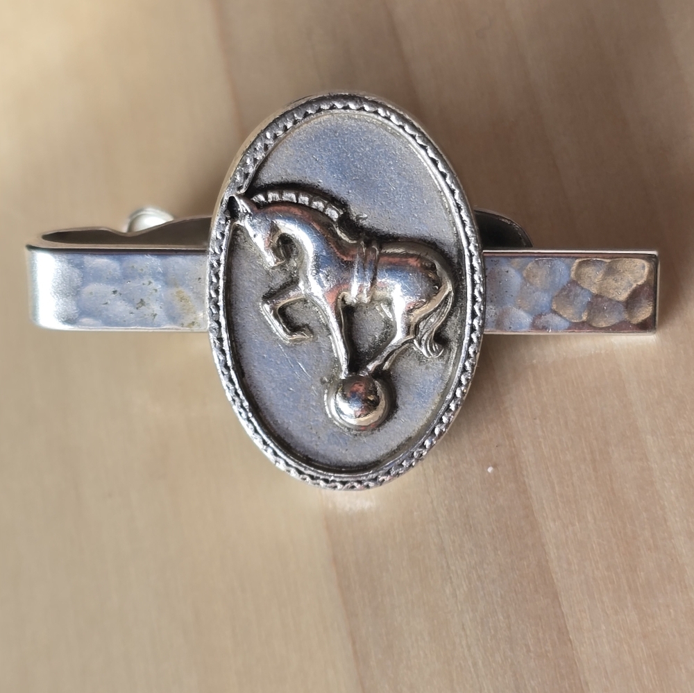 HICKOK 1940 USA Mid-Century Silver Horse Equine Tie Clip/Money Clip Vintage